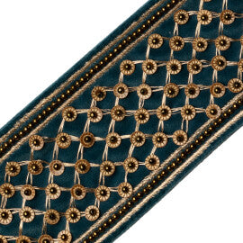 Trellis Beaded Border Trim by Samuel & Sons in Sapphire