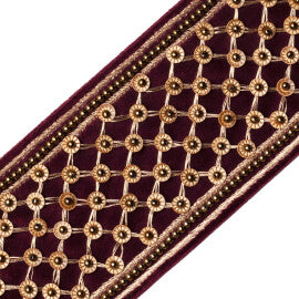 Trellis Beaded Border Trim by Samuel & Sons in Merlot