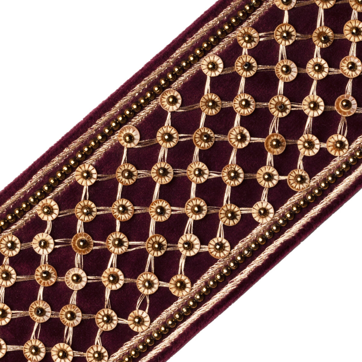 Trellis Beaded Border Trim by Samuel & Sons in Merlot