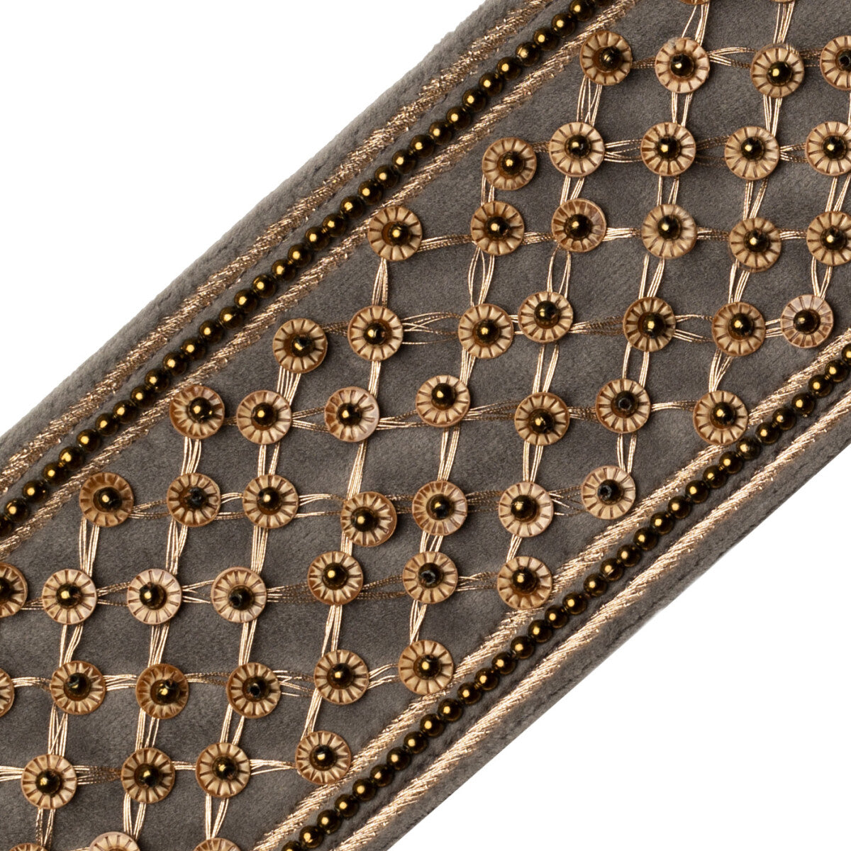 Trellis Beaded Border Trim by Samuel & Sons in Gunmetal