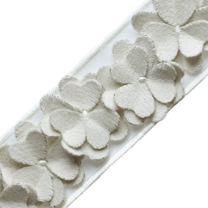 Clover Appliqué Border Trim by Samuel & Sons in Swan