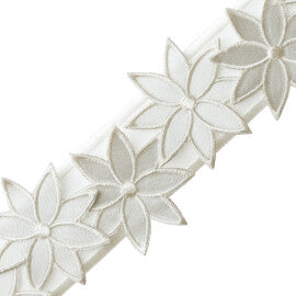Daisy Appliqué Border Trim by Samuel & Sons in Silver