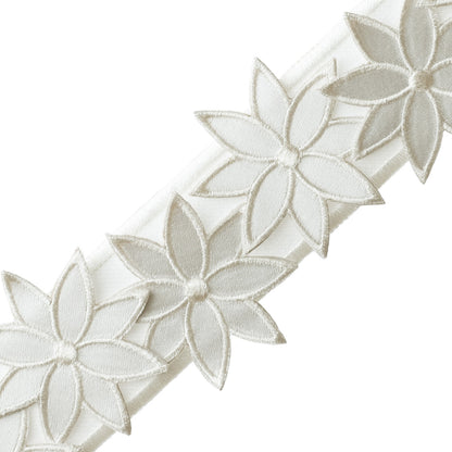 Daisy Appliqué Border Trim by Samuel & Sons in Silver