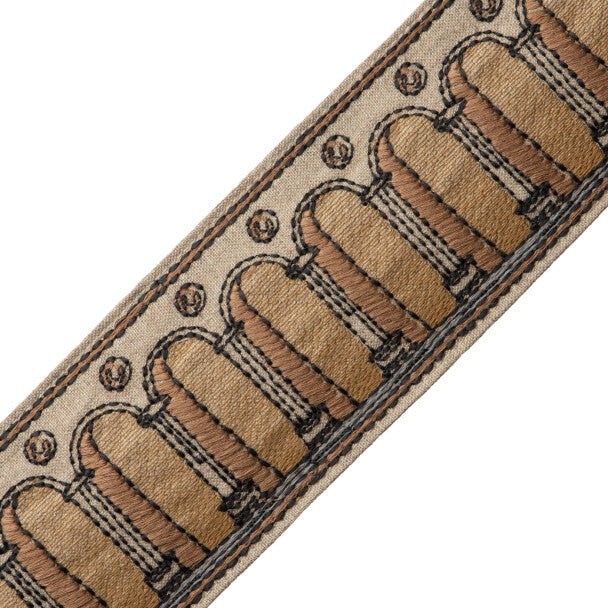 Archi Embroidered Border Trim by Samuel & Sons in Pietra