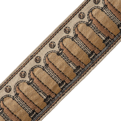 Archi Embroidered Border Trim by Samuel & Sons in Pietra