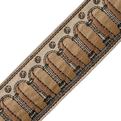 Archi Embroidered Border Trim by Samuel & Sons in Pietra