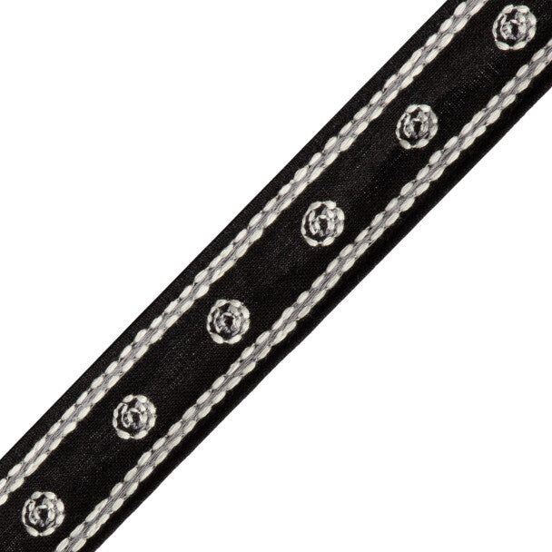 Punto Embroidered Border Trim by Samuel & Sons in Nera