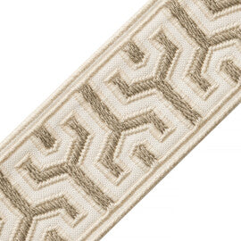 Otero Embroidered Border Trim by Samuel & Sons in White Sands