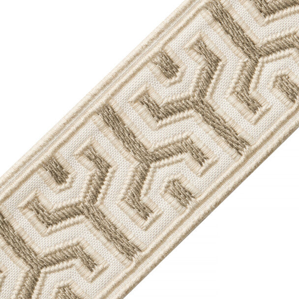 Otero Embroidered Border Trim by Samuel & Sons in White Sands