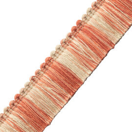 Dorset Blocked Brush Fringe Trim by Samuel & Sons in Coral
