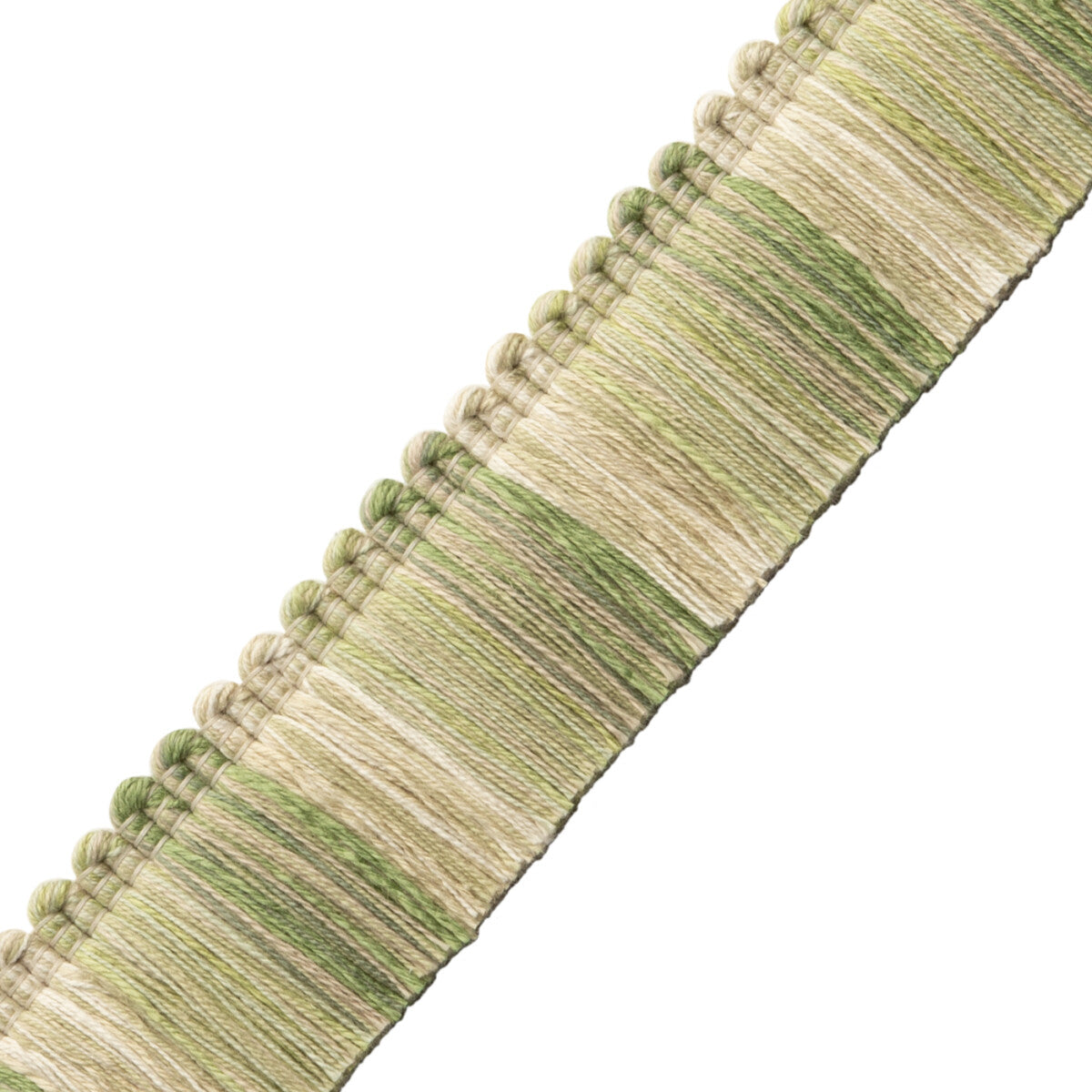 Dorset Blocked Brush Fringe Trim by Samuel & Sons in Leaf