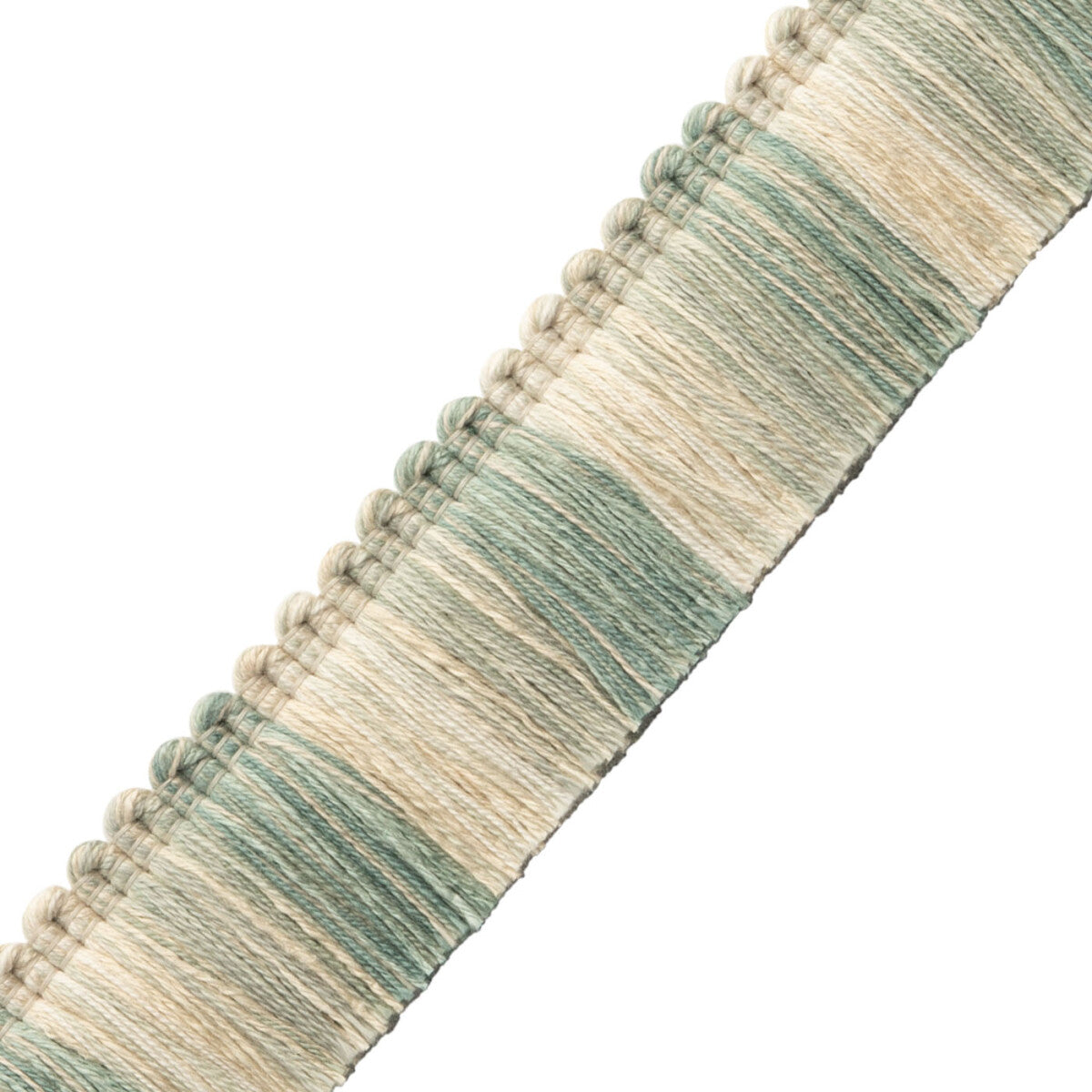 Dorset Blocked Brush Fringe Trim by Samuel & Sons in Aquamarine
