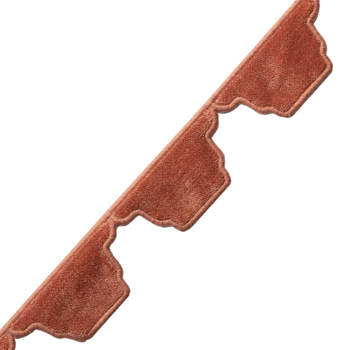 Dorset Velvet Scallop Trim by Samuel & Sons in Coral