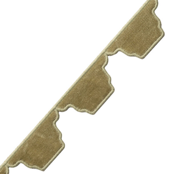 Dorset Velvet Scallop Trim by Samuel & Sons in Leaf