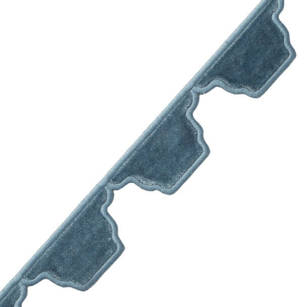 Dorset Velvet Scallop Trim by Samuel & Sons in Cerulean