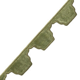 Dorset Velvet Scallop Trim by Samuel & Sons in Fern