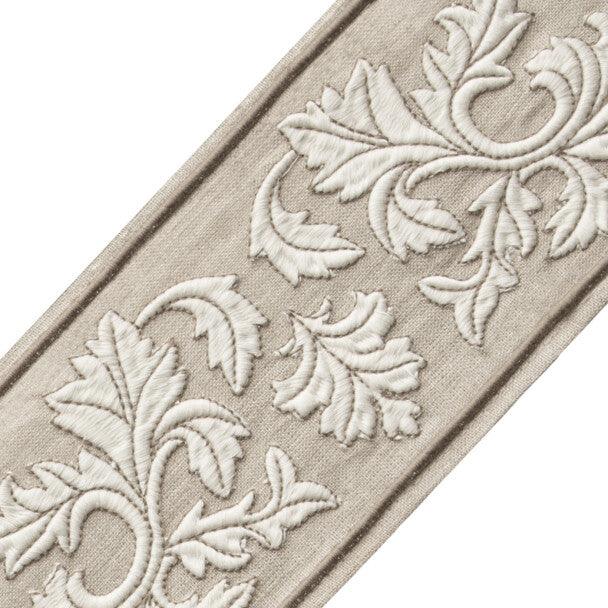 Dorset Embroidered Border Trim by Samuel & Sons in Oyster