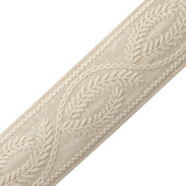 Corsica Embroidered Border Trim by Samuel & Sons in Flax