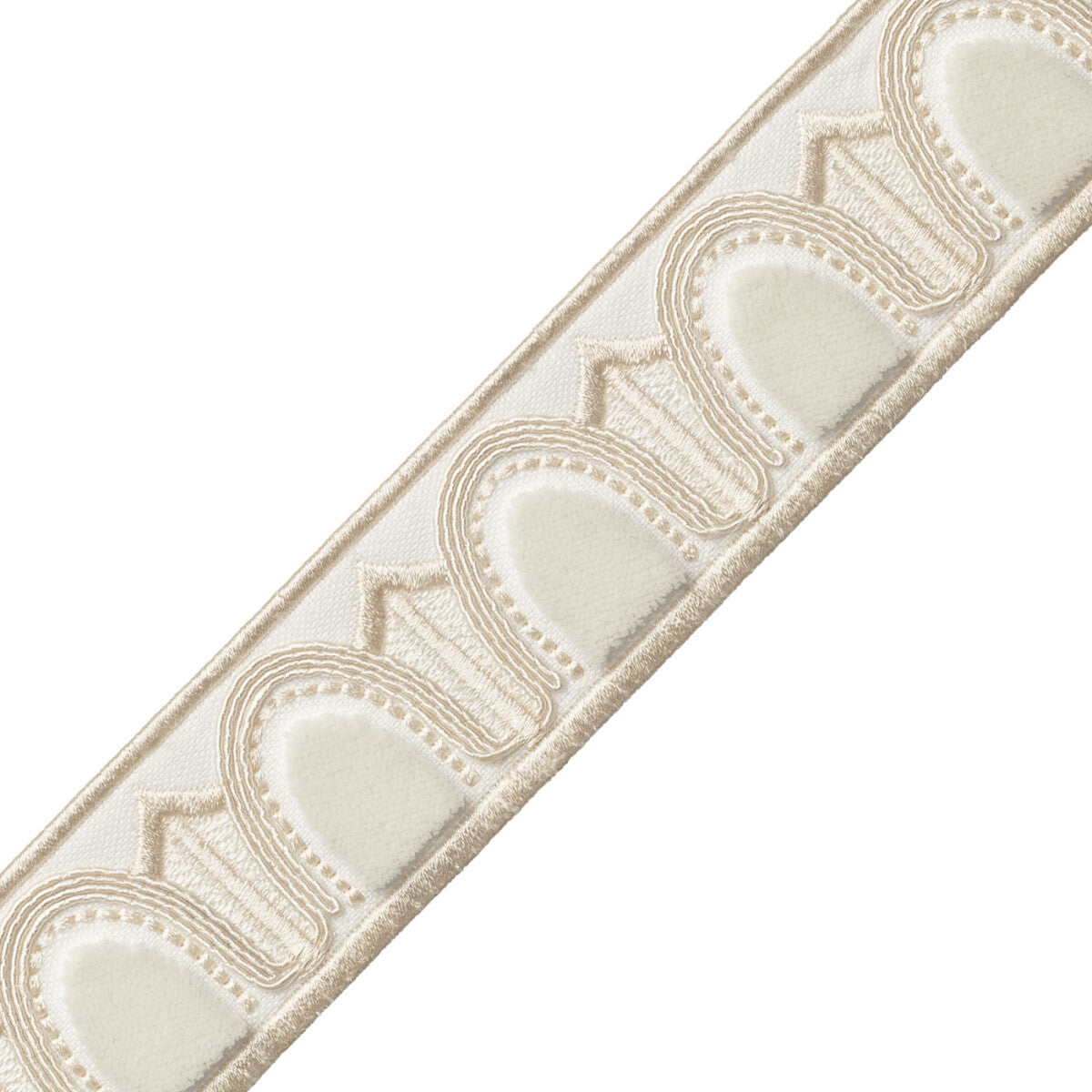 Dorian Velvet Border Trim by Samuel & Sons in Snow