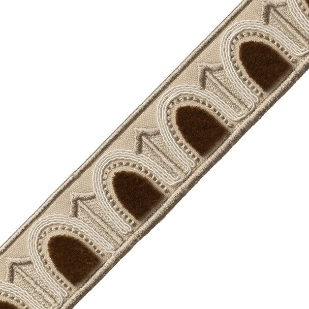 Dorian Velvet Border Trim by Samuel & Sons in Linen
