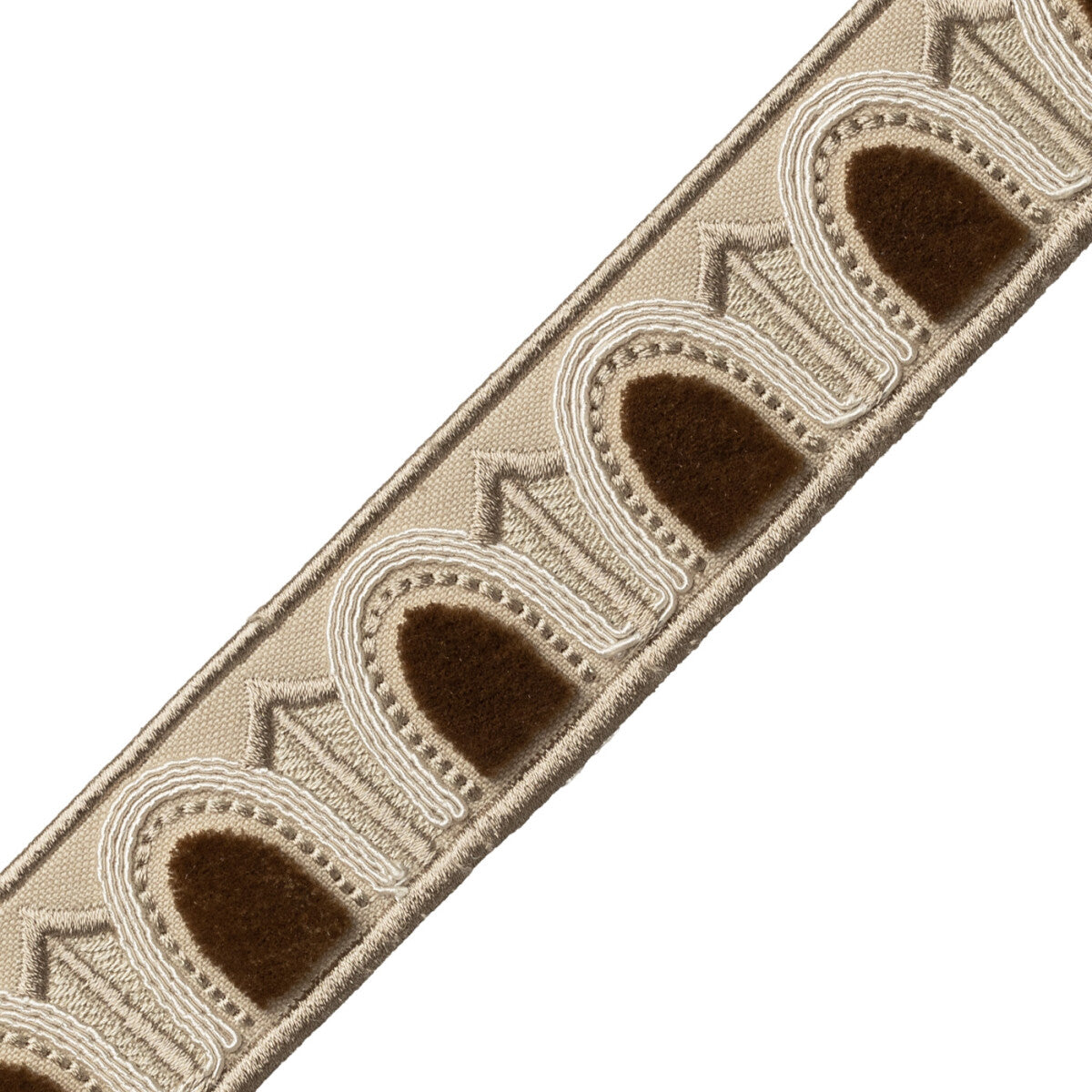 Dorian Velvet Border Trim by Samuel & Sons in Linen