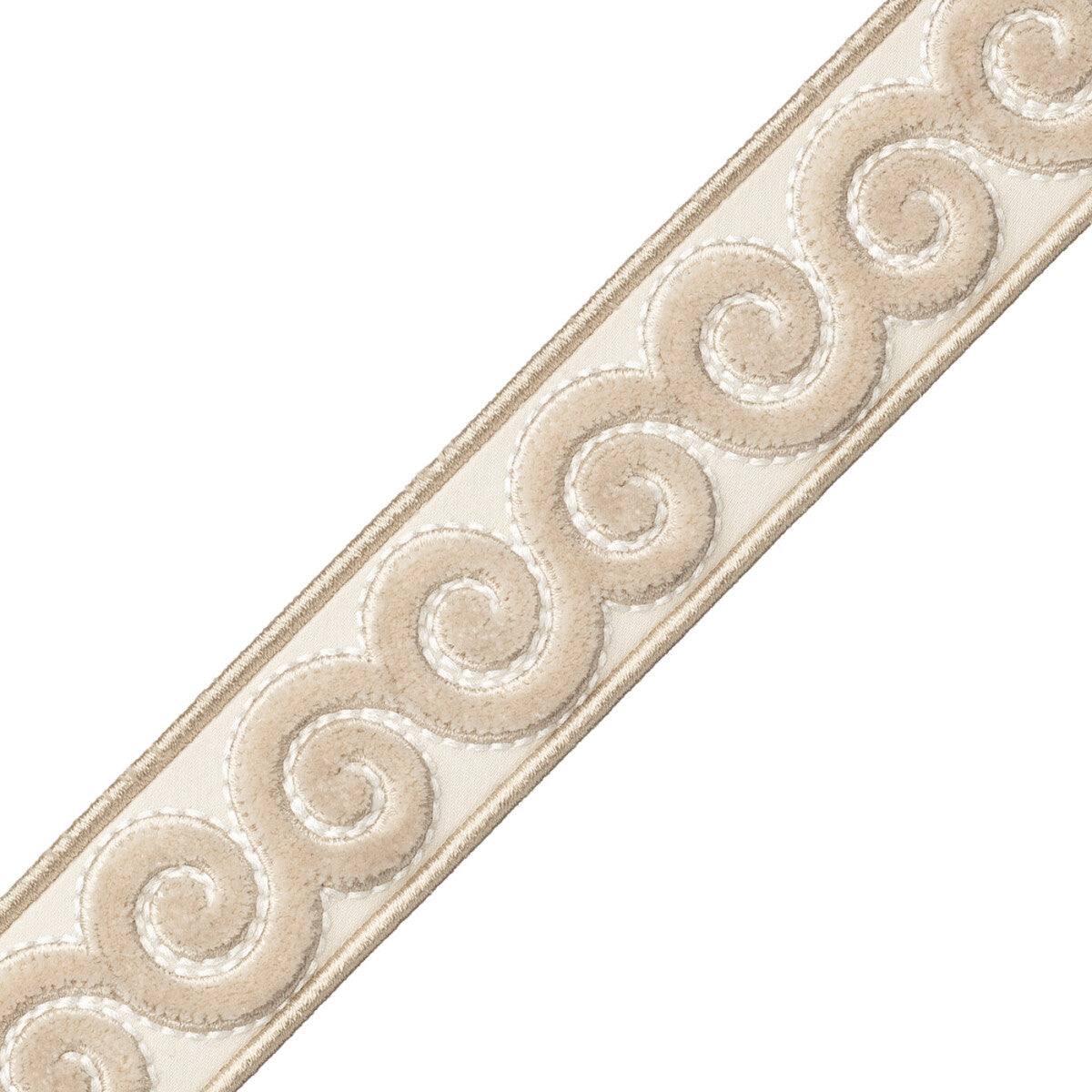 Linora Velvet Border Trim by Samuel & Sons in Marble