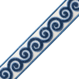 Linora Velvet Border Trim by Samuel & Sons in Sea Blue