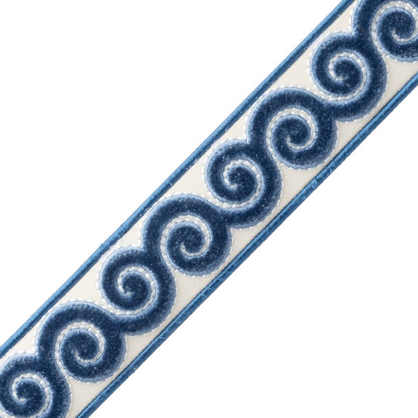 Linora Velvet Border Trim by Samuel & Sons in Sea Blue