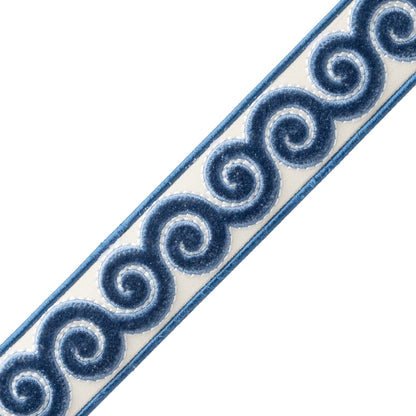 Linora Velvet Border Trim by Samuel & Sons in Sea Blue