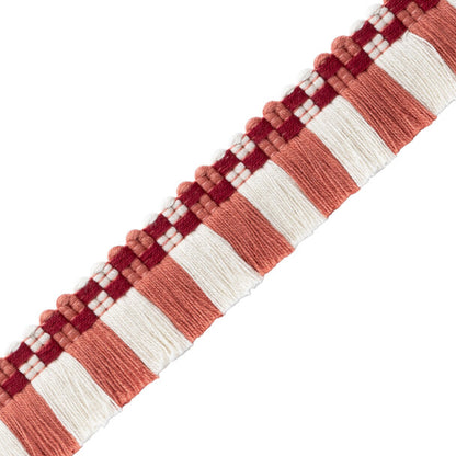Mds Check Brush Fringe Trim by Samuel & Sons in Berry