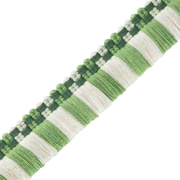 Mds Check Brush Fringe Trim by Samuel & Sons in Leaf