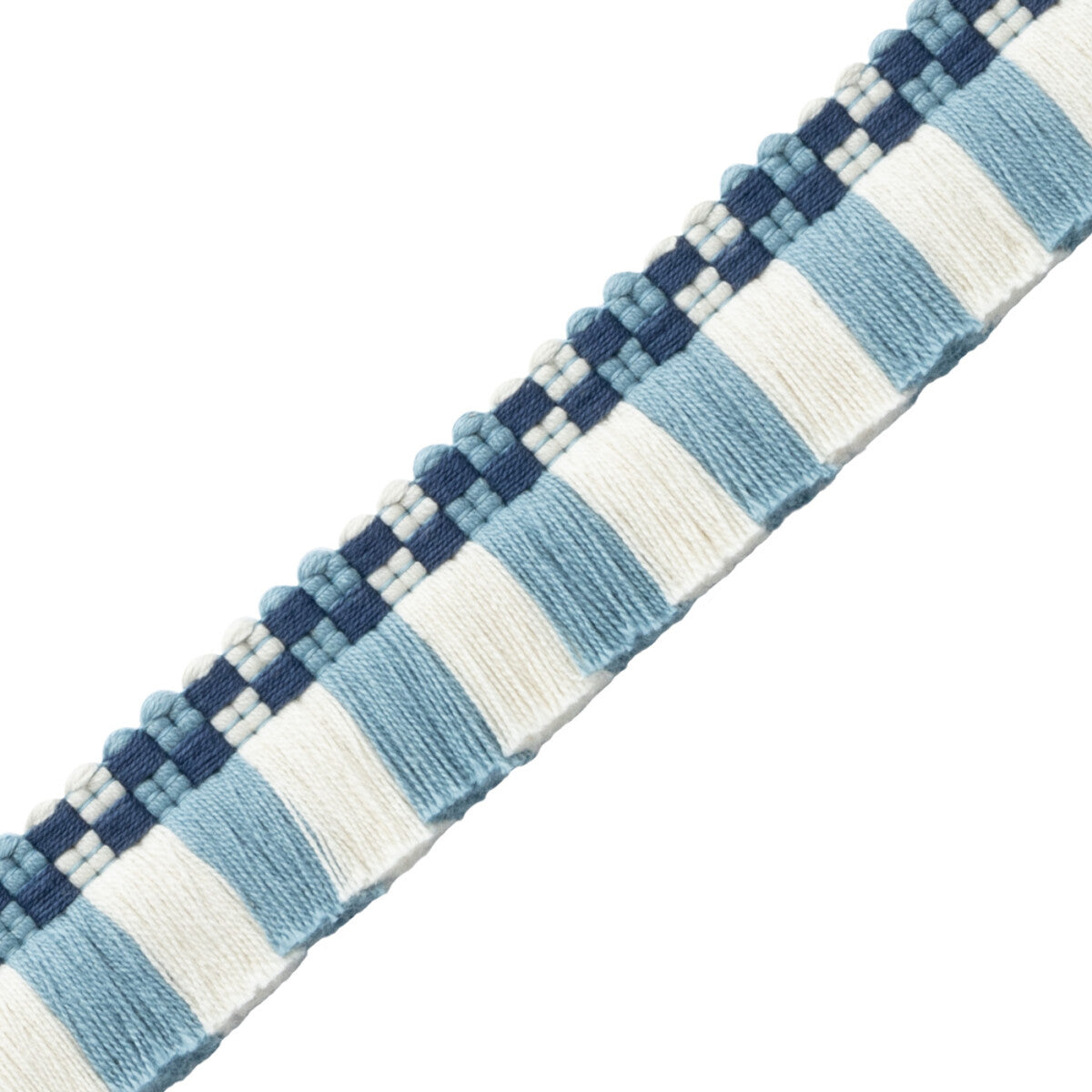 Mds Check Brush Fringe Trim by Samuel & Sons in Azure