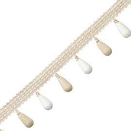 Ilana Beaded Fringe Trim by Samuel & Sons in Alabaster