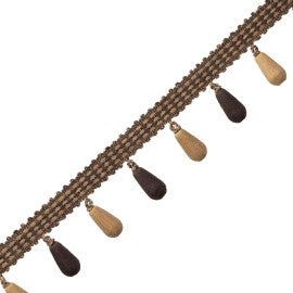 Ilana Beaded Fringe Trim by Samuel & Sons in Bark