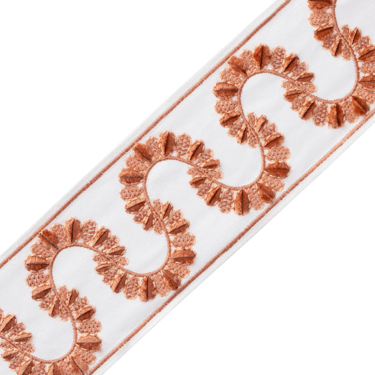 Ilana Embroidered Border Trim by Samuel & Sons in Coral