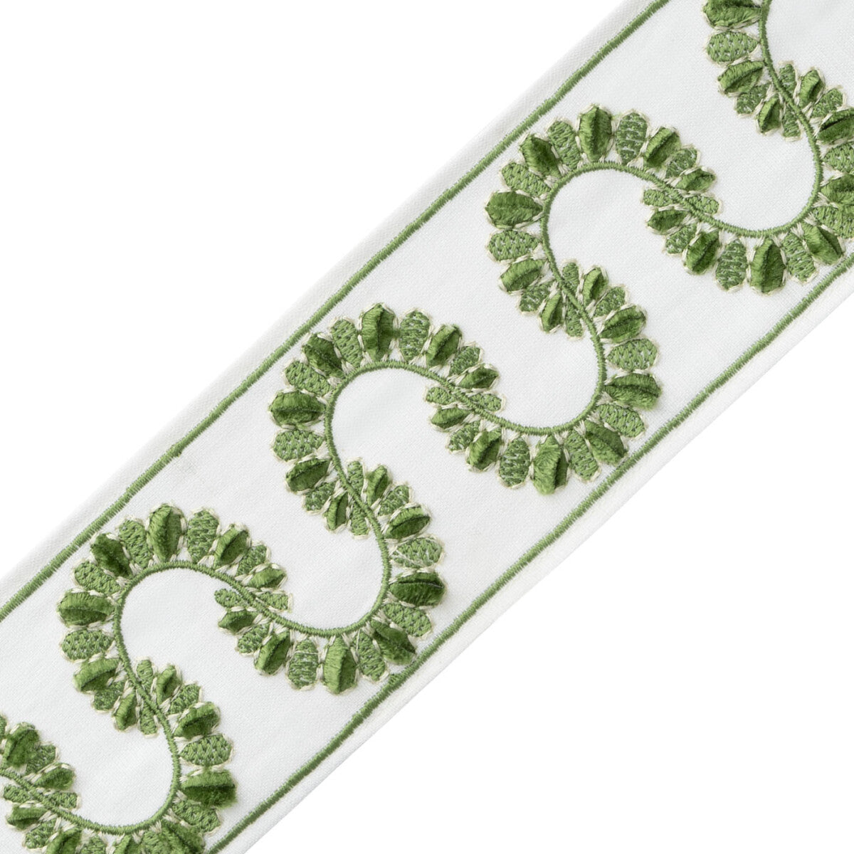 Ilana Embroidered Border Trim by Samuel & Sons in Fern