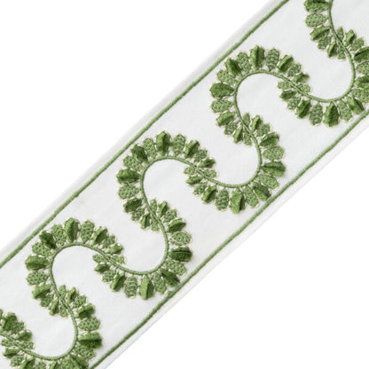 Ilana Embroidered Border Trim by Samuel & Sons in Fern