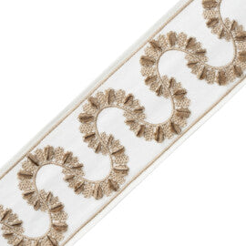 Ilana Embroidered Border Trim by Samuel & Sons in Flax