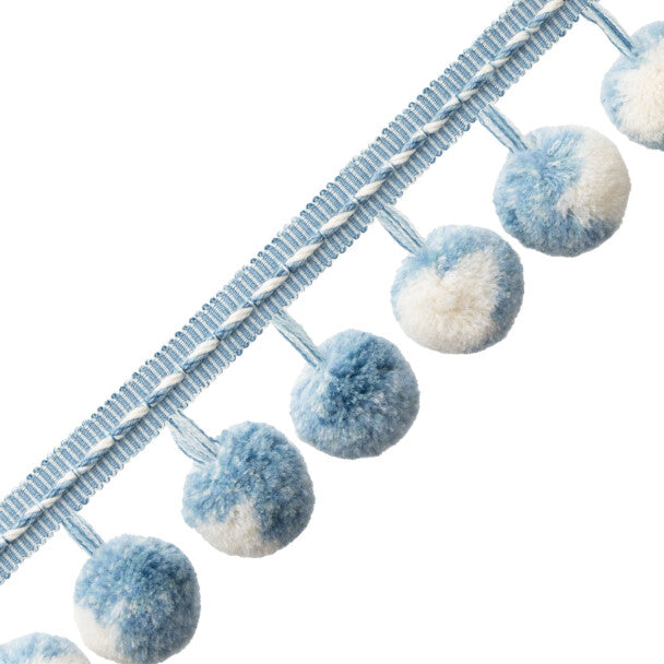 Kaleidoscope Pom Pom Fringe Trim by Samuel & Sons in Porcelain Blue