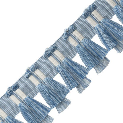 Kaleidoscope Tasseled Border Trim by Samuel & Sons in Porcelain Blue
