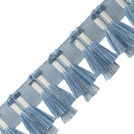 Kaleidoscope Tasseled Border Trim by Samuel & Sons in Porcelain Blue