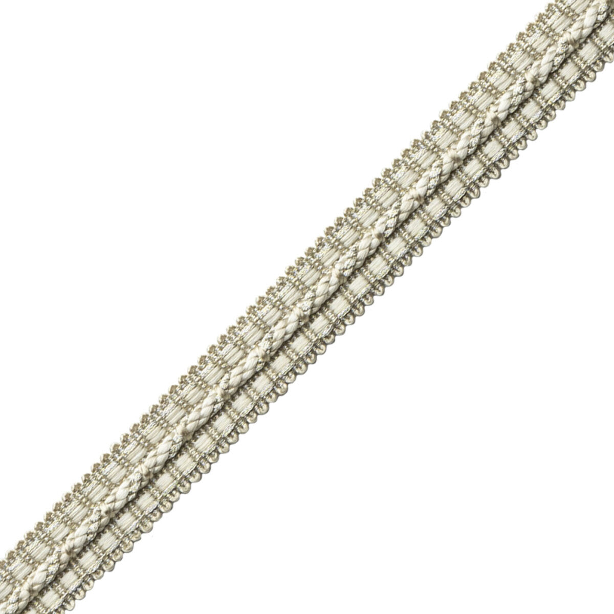 1/2" Le Jardin Silk Metallic Gimp Trim by Samuel & Sons in Antique Silver