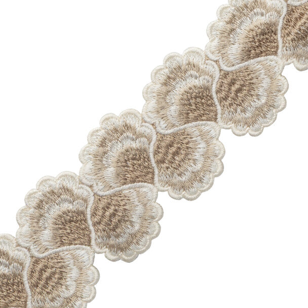 Romaunt Embroidered Border Trim by Samuel & Sons in Boreas Oyster