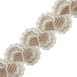 Romaunt Embroidered Border Trim by Samuel & Sons in Boreas Oyster
