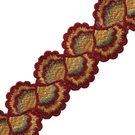 Romaunt Embroidered Border Trim by Samuel & Sons in Rossetti Crimson