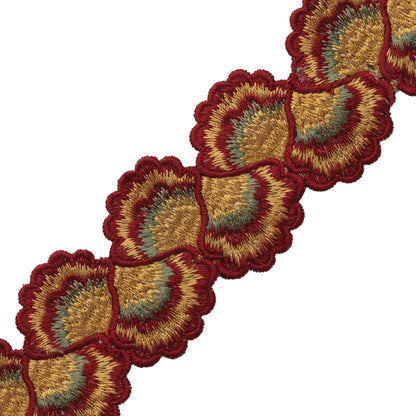 Romaunt Embroidered Border Trim by Samuel & Sons in Rossetti Crimson