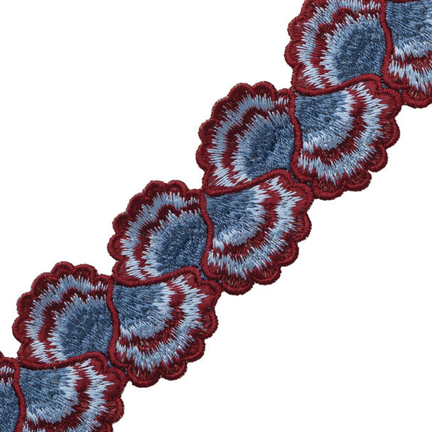 Romaunt Embroidered Border Trim by Samuel & Sons in Proserpine Burgundy