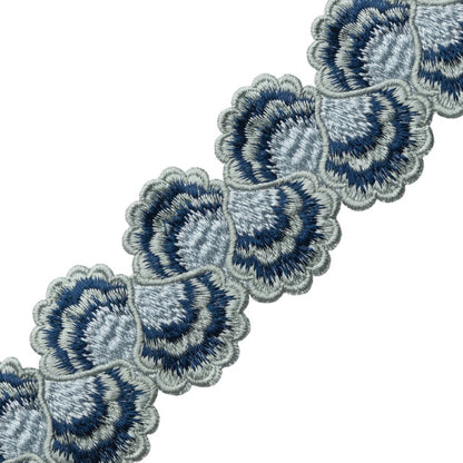 Romaunt Embroidered Border Trim by Samuel & Sons in Waterhouse Blue