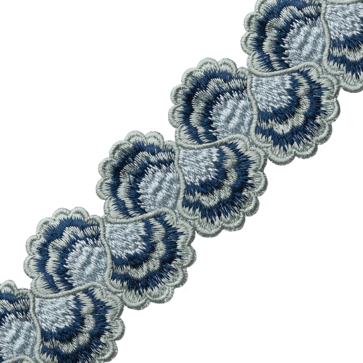Romaunt Embroidered Border Trim by Samuel & Sons in Waterhouse Blue