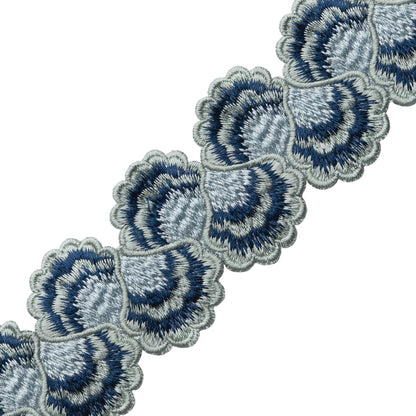 Romaunt Embroidered Border Trim by Samuel & Sons in Waterhouse Blue